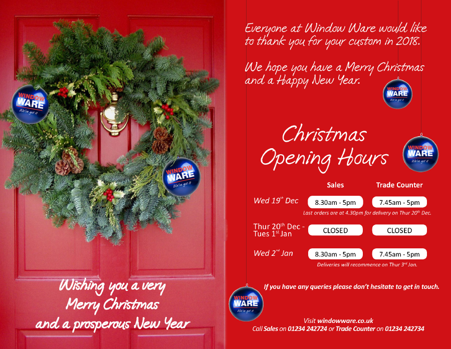 Christmas 2018 Opening Hours